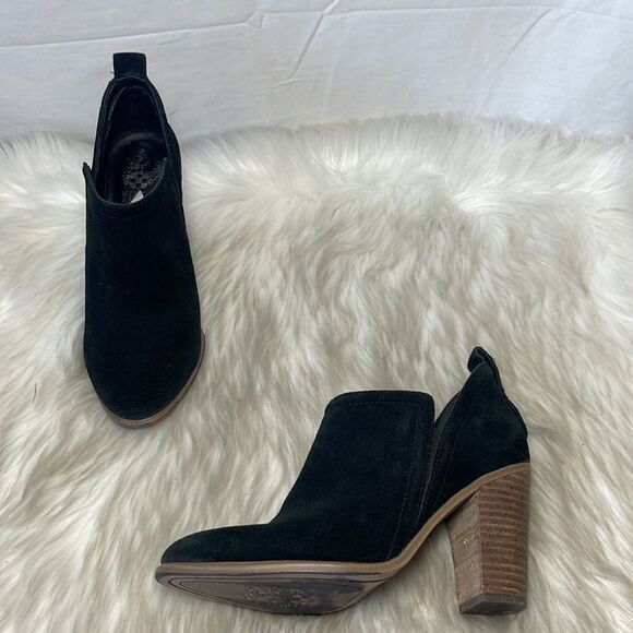 Vince Cameo Francia Black Suede Stacked Heel Booties Sz 6 - Picture 2 of 7